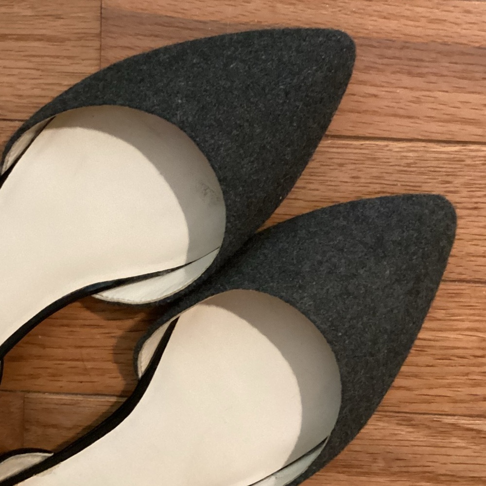 NINE WEST CHARCOAL FLANNEL & BLACK PATENT - STARSHIP FLAT/EXCELLENT CONDITION - Picture 3 of 8